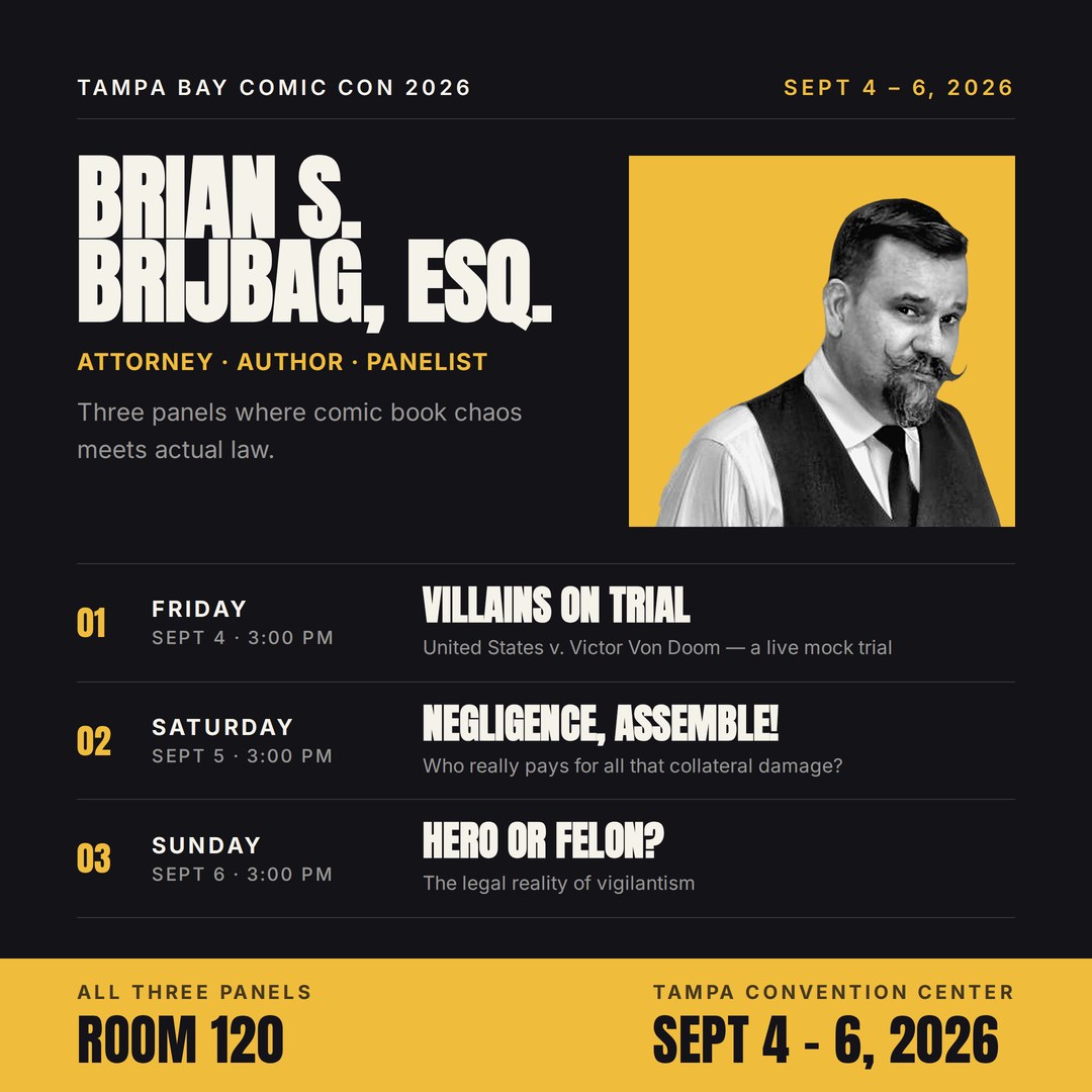 Tampa Bay Comic Con 2026 panel schedule